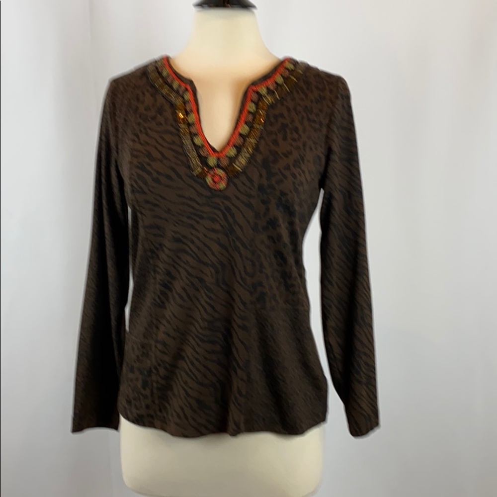Chico's embellished animal print top